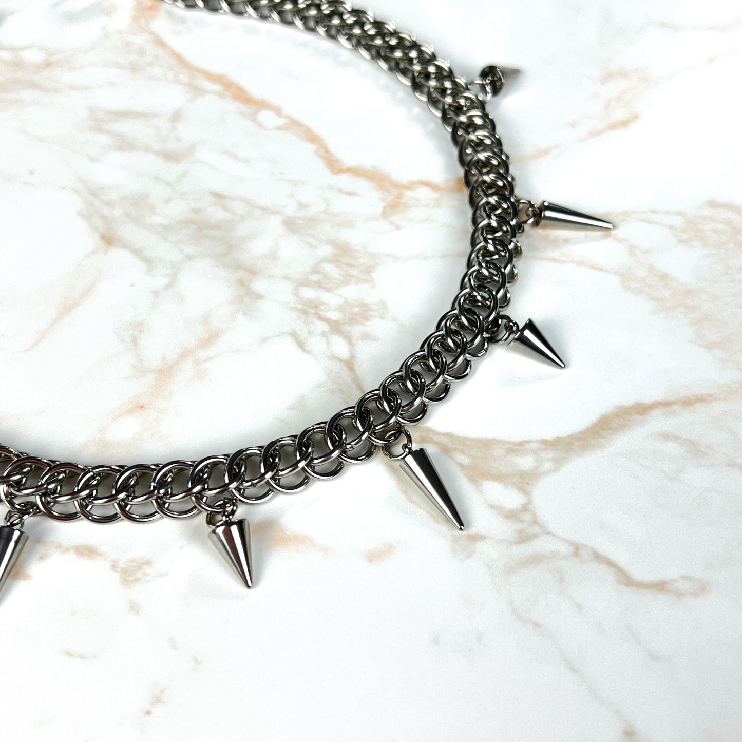 Half Persian chainmail choker with spikes, stainless steel gothic necklace Baguette Magick