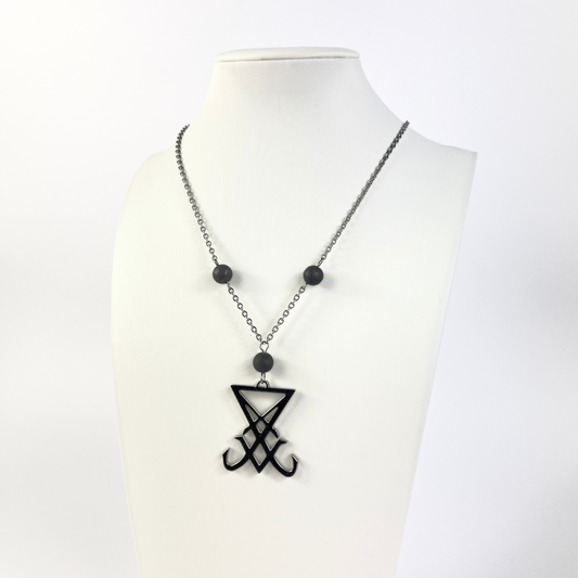 Sigil of Lucifer necklace, shungite