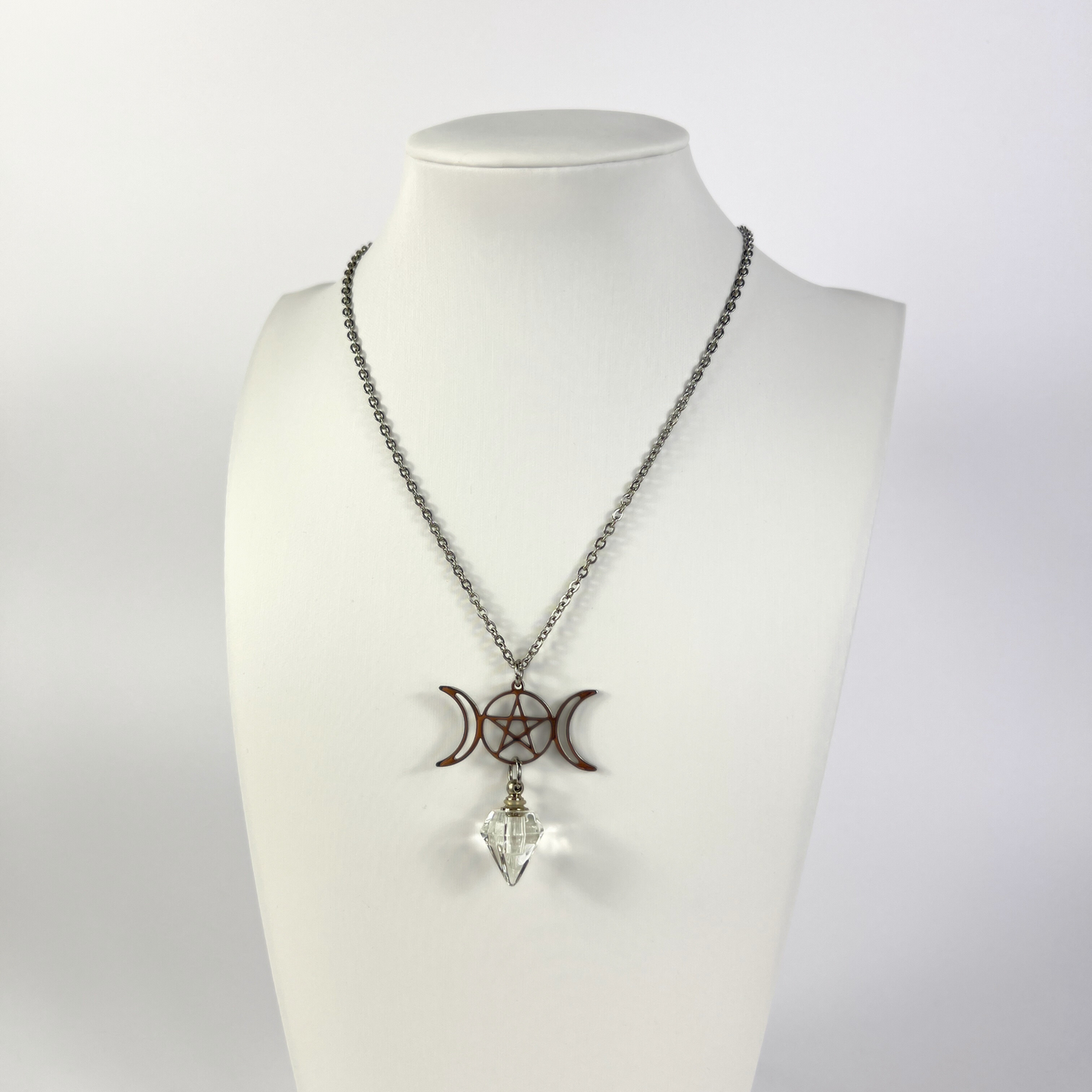 Triple Moon and pentacle potion necklace Baguette Magick
