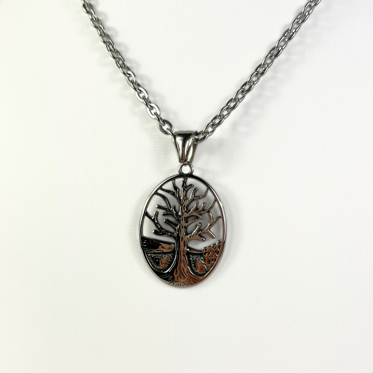 Winter tree gothic pendant necklace