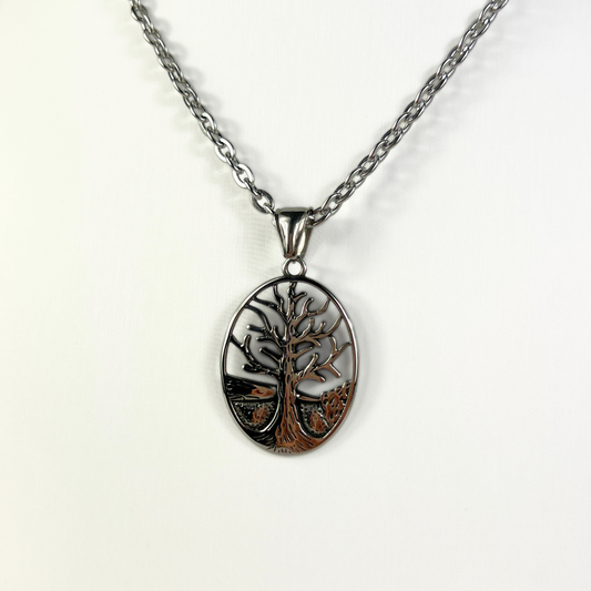 Winter tree gothic pendant necklace