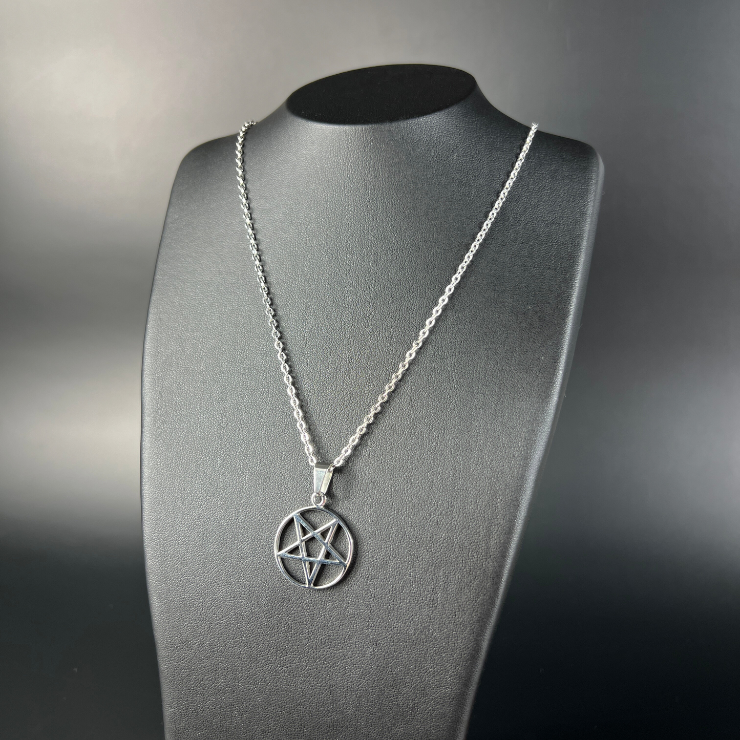 Stainless steel reversed pentacle necklace