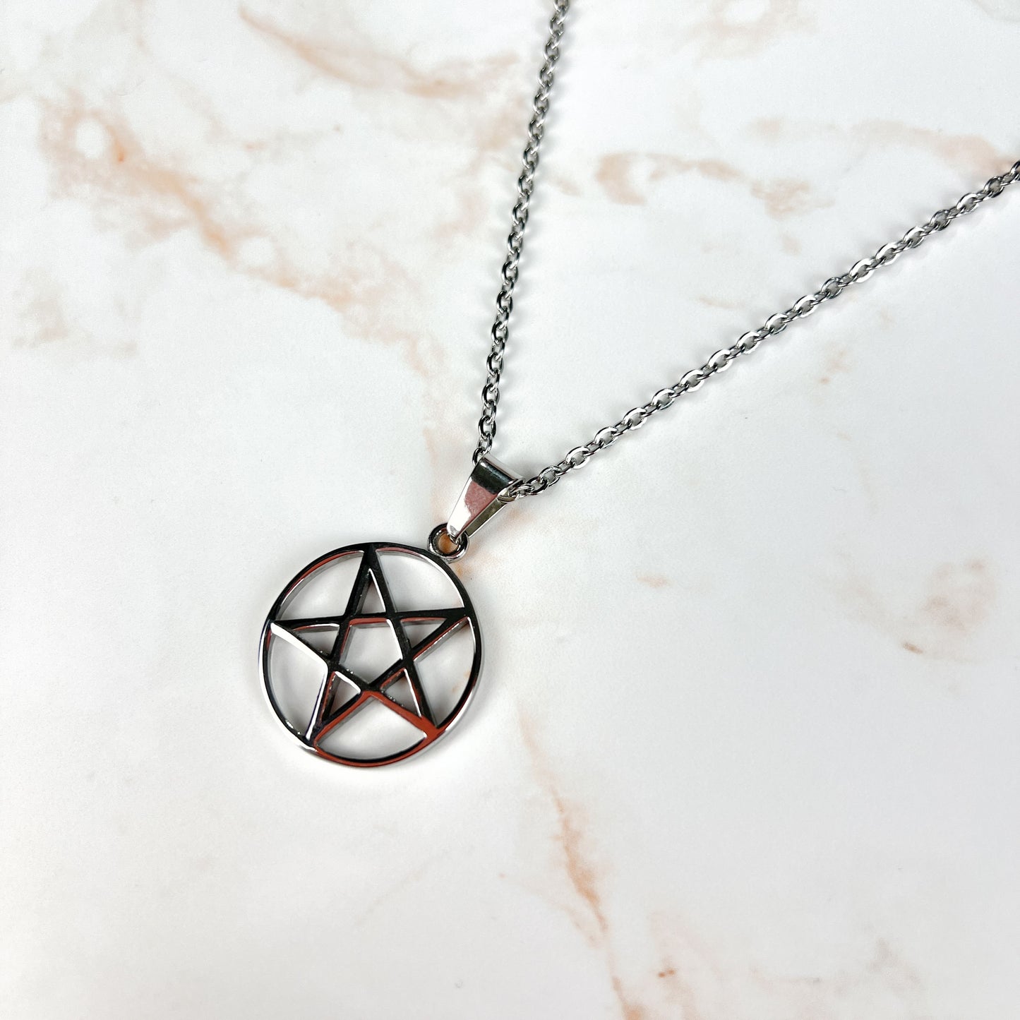 Stainless steel reversed pentacle necklace Baguette Magick