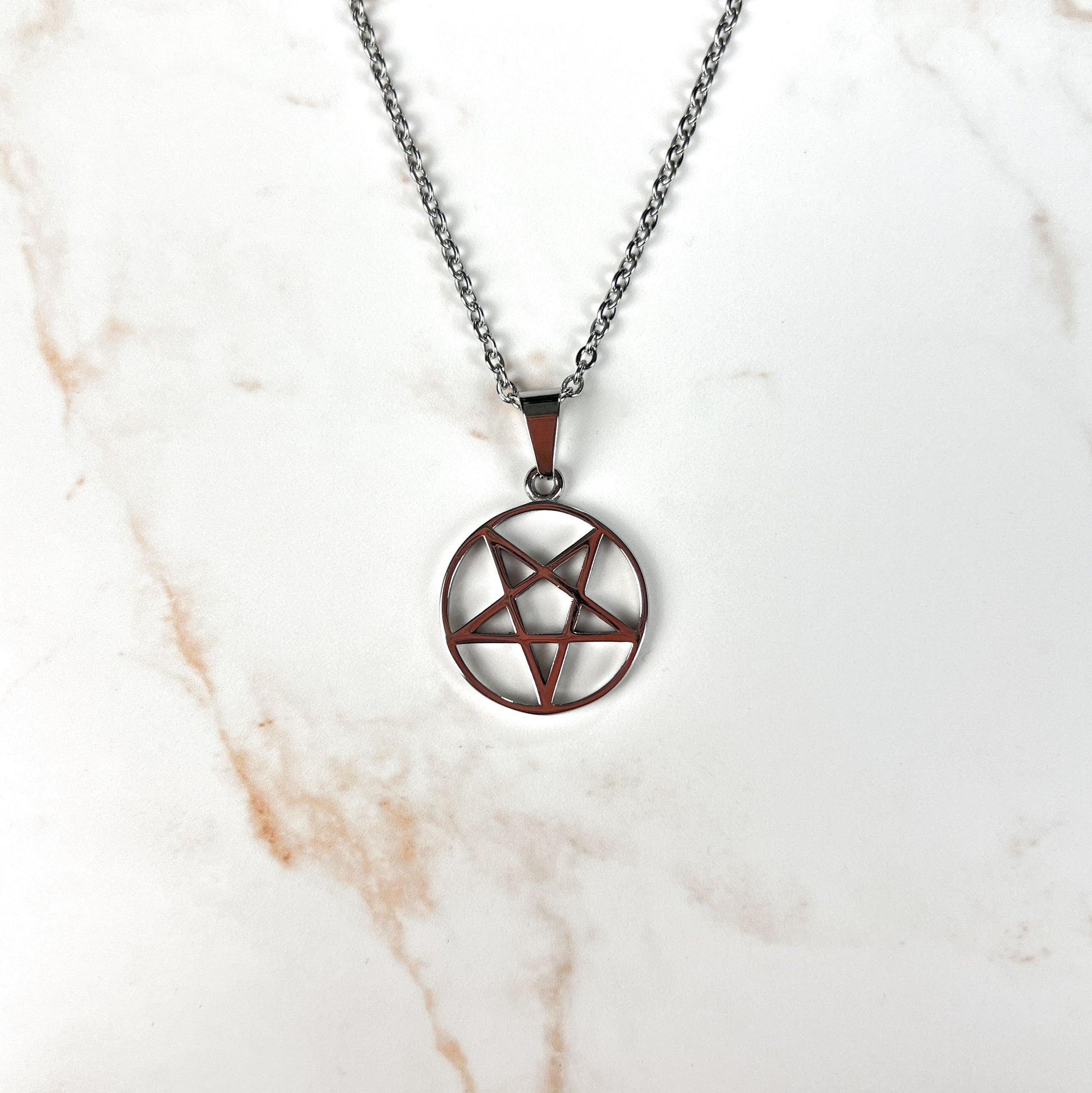 Stainless steel reversed pentacle necklace Baguette Magick