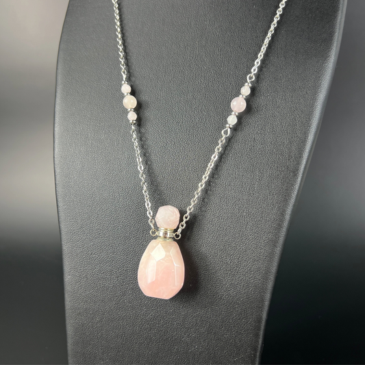Perfume and potion bottle necklace in rose quartz Baguette Magick