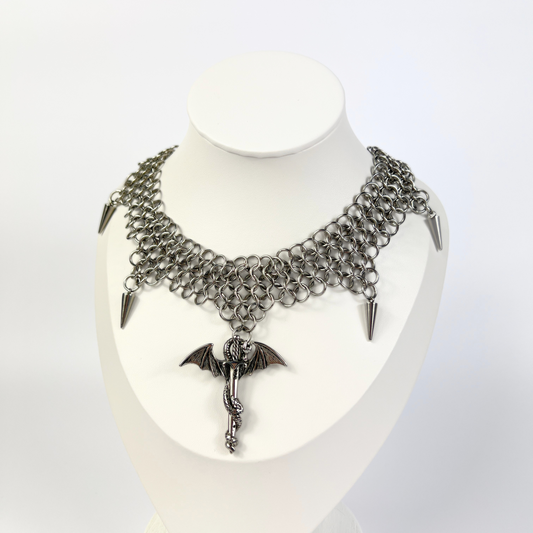 Dragon sword chainmail choker European 4 in 1 necklace