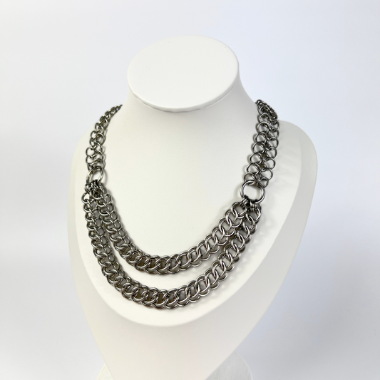 Collier en cotte de mailles à double rang, mi-persan et européen 