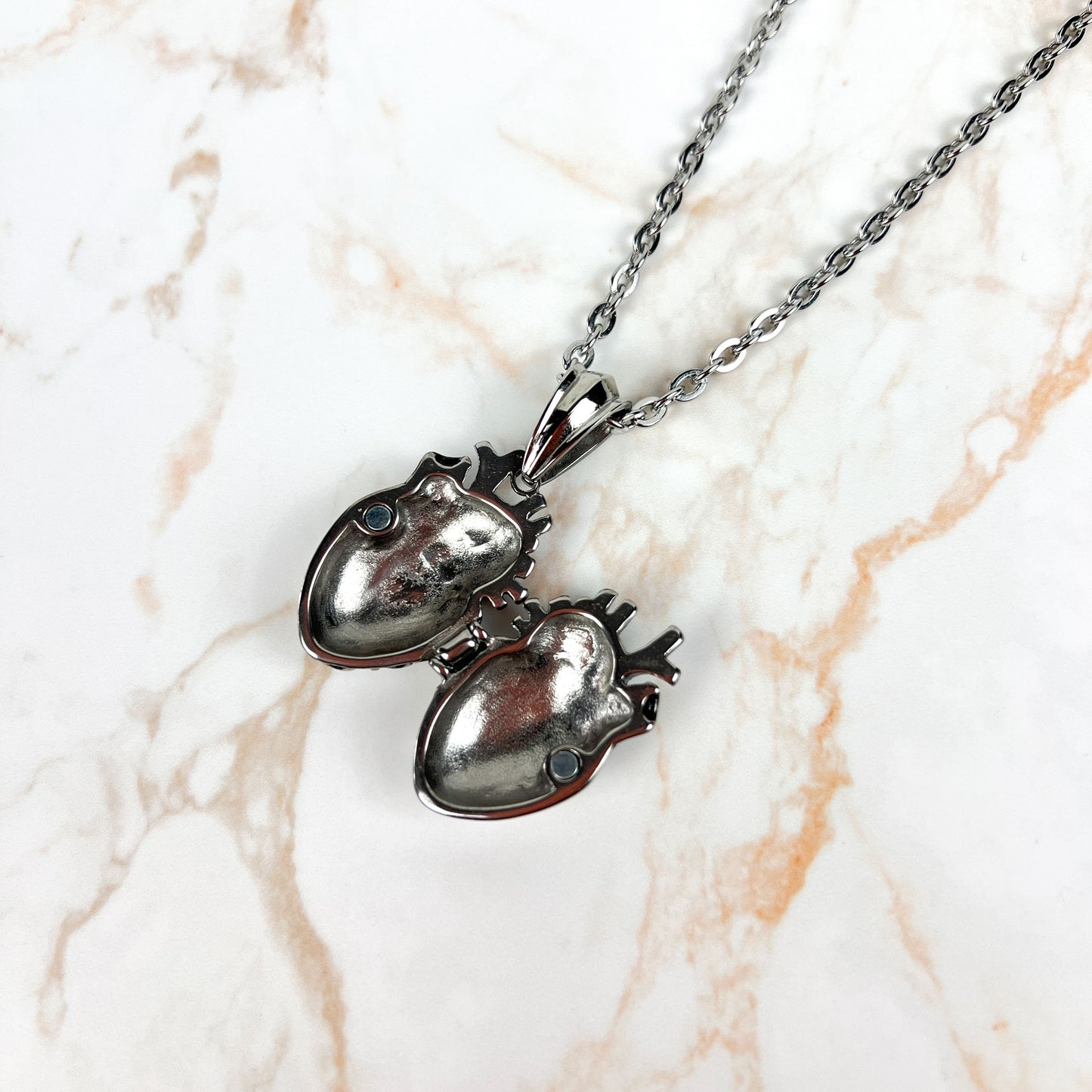 Anatomical heart stainless steel locket necklace Baguette Magick