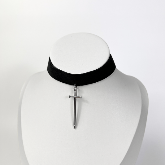 Black velvet Sword medieval fantasy gothic choker Baguette Magick