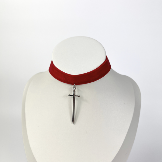 Red velvet Sword medieval fantasy gothic choker Baguette Magick