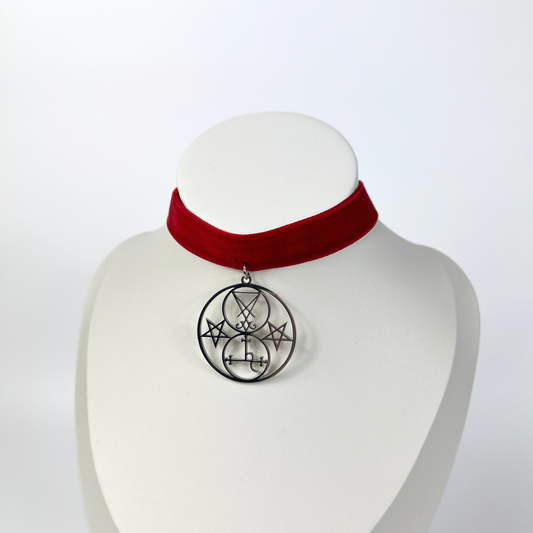 Red velvet Luciferian occult witch choker Baguette Magick