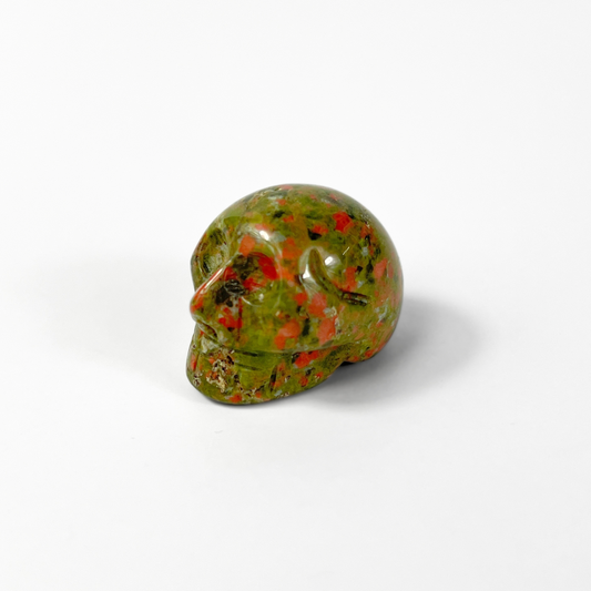 Tiny Unakite gemstone skull, amulet for altar, meditation, witchcraft Baguette Magick
