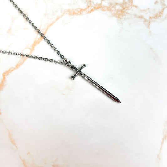Sword fantasy necklace, stainless steel Baguette Magick