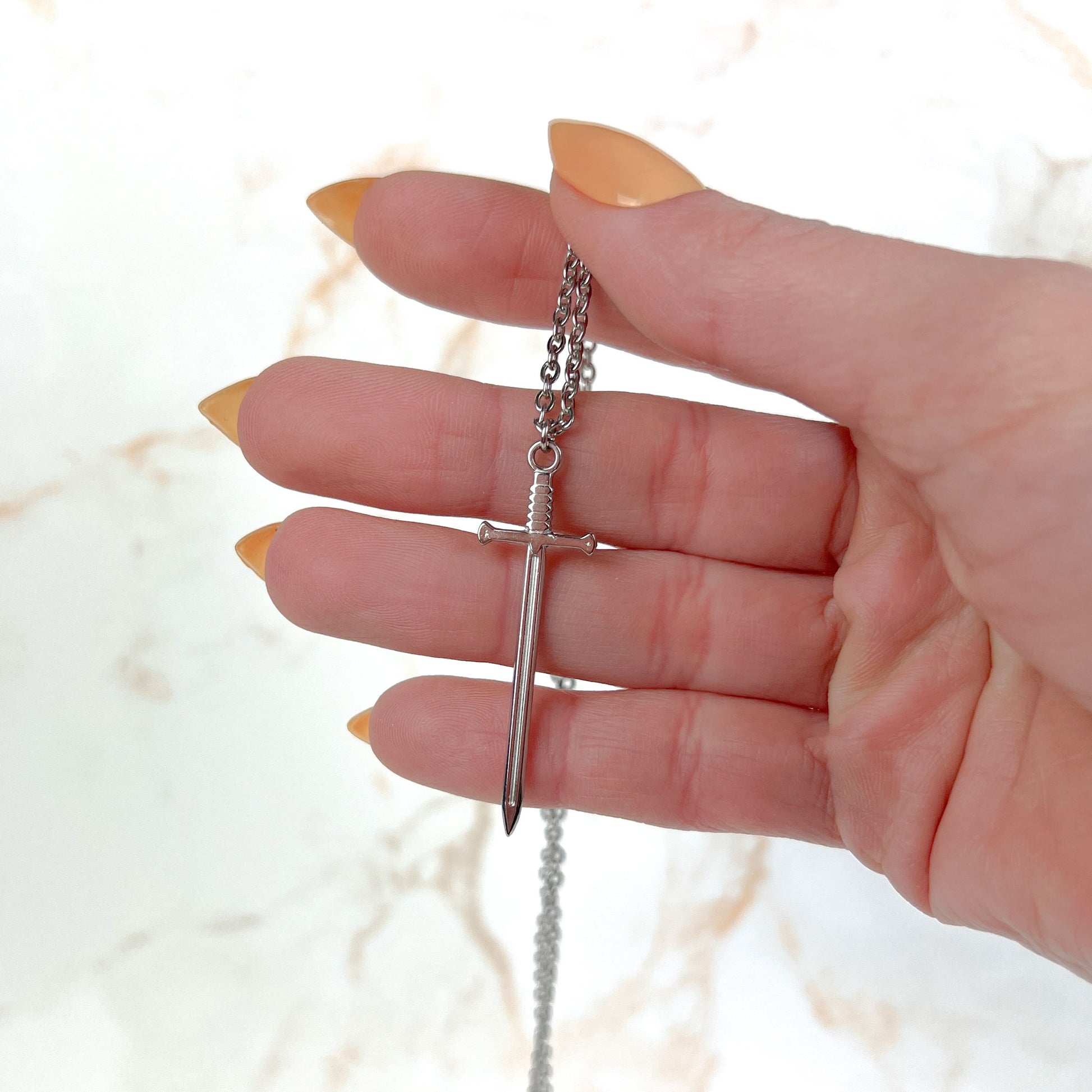 Sword fantasy necklace, stainless steel Baguette Magick