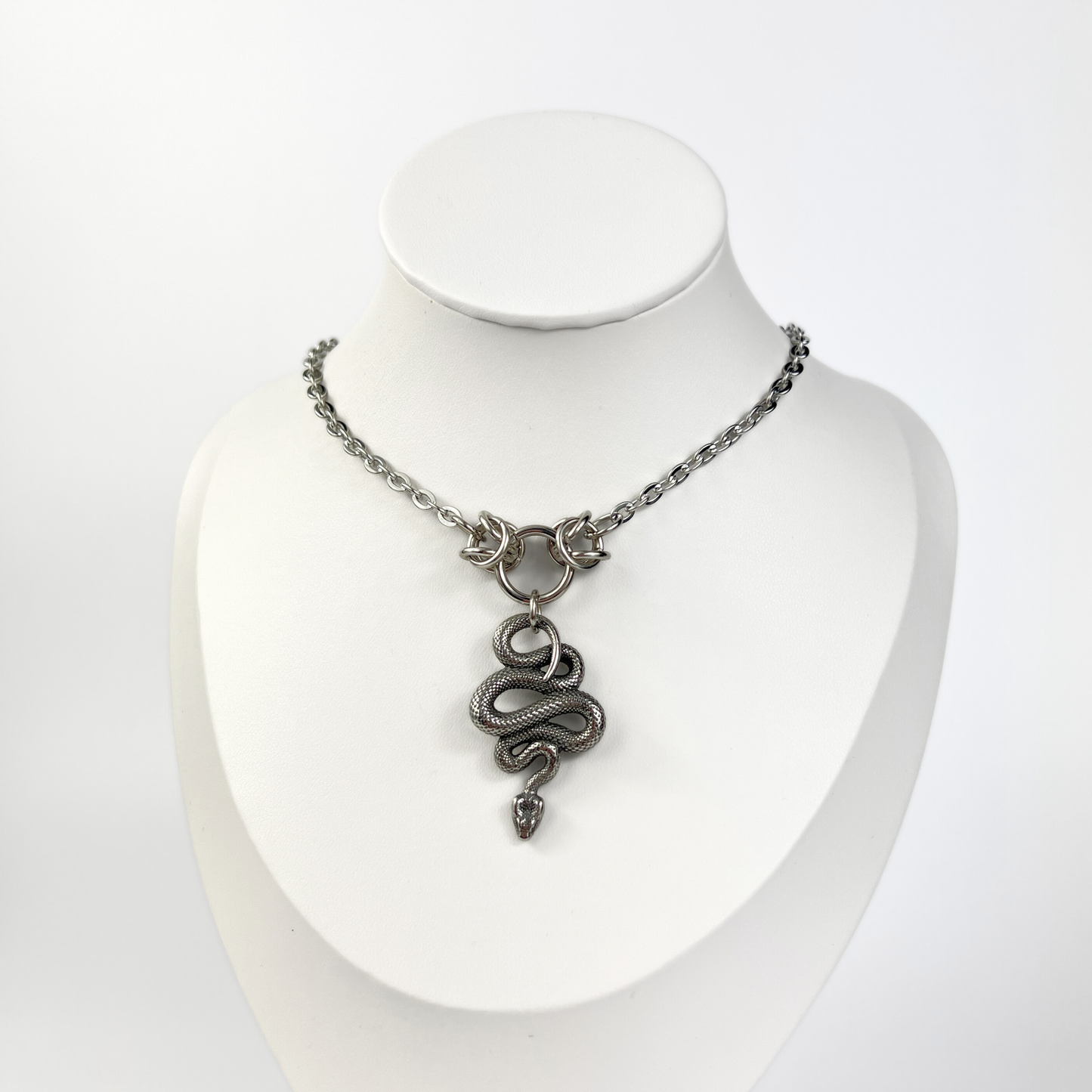 Snake choker necklace with Byzantine accents