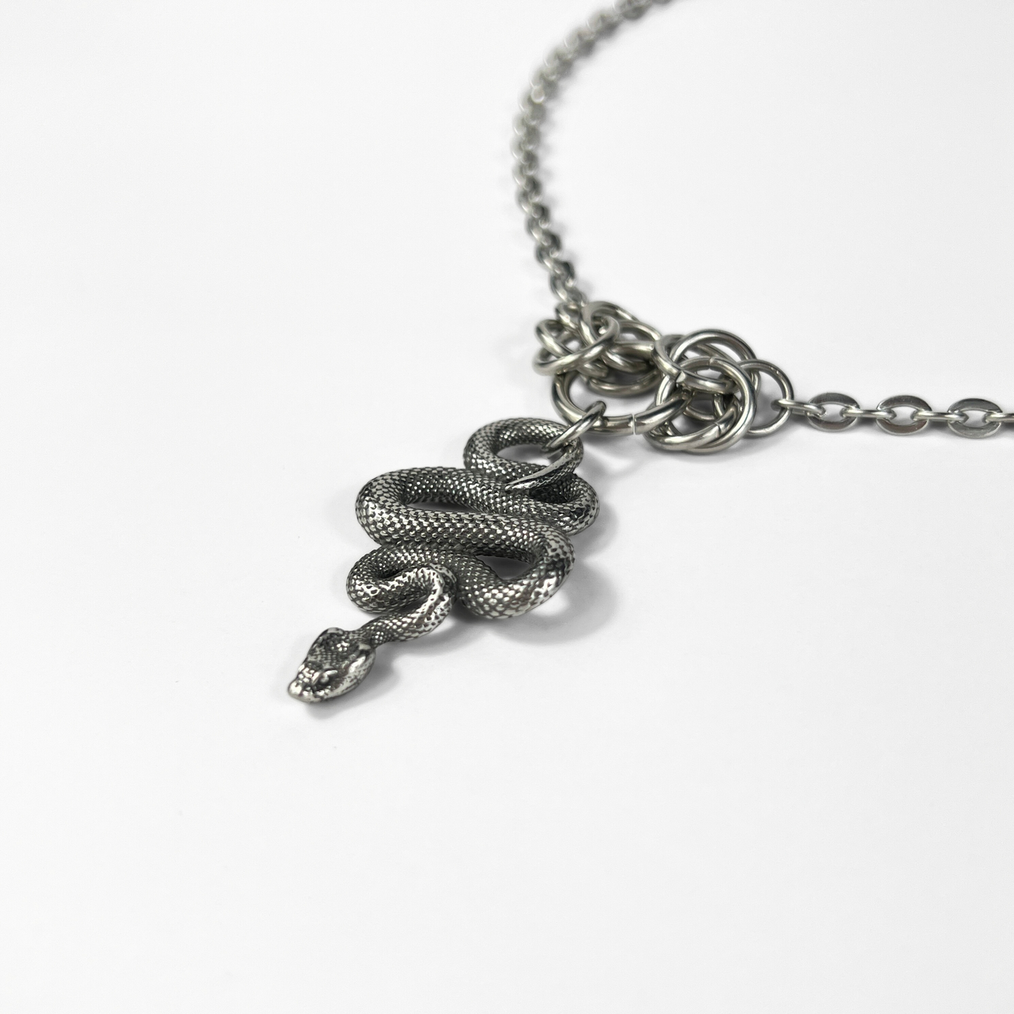 Snake choker necklace with Byzantine accents