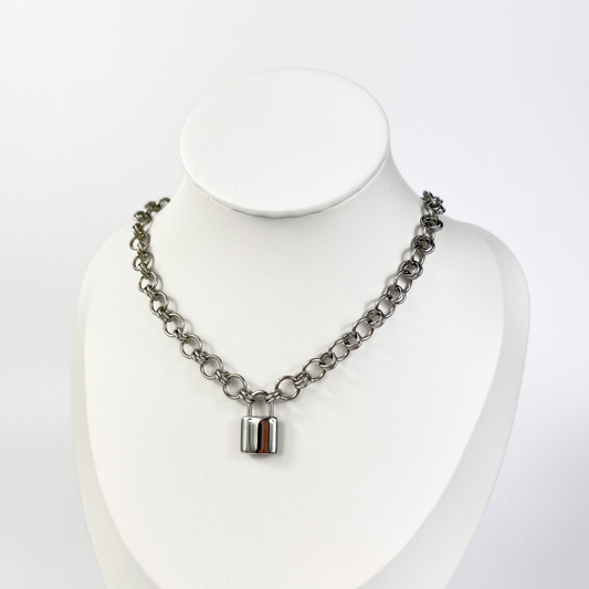 Padlock choker necklace, memorial pendant