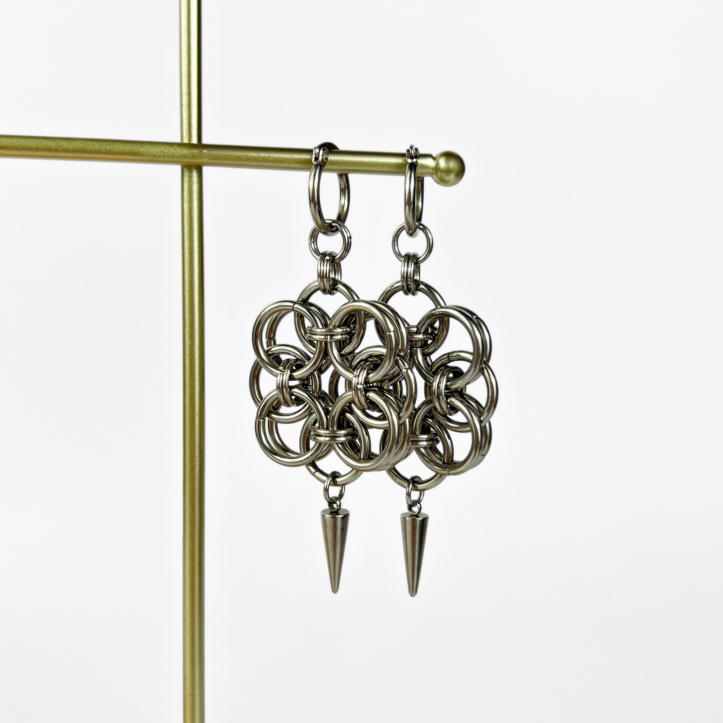 Helm rose chainmail earrings, hoops and spikes
