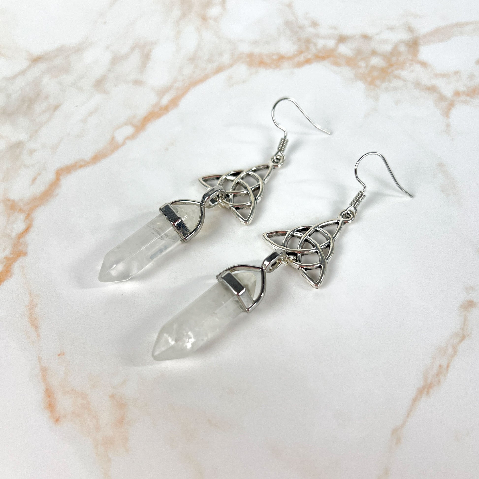 Triquetra and gemstones Celtic earrings Baguette Magick