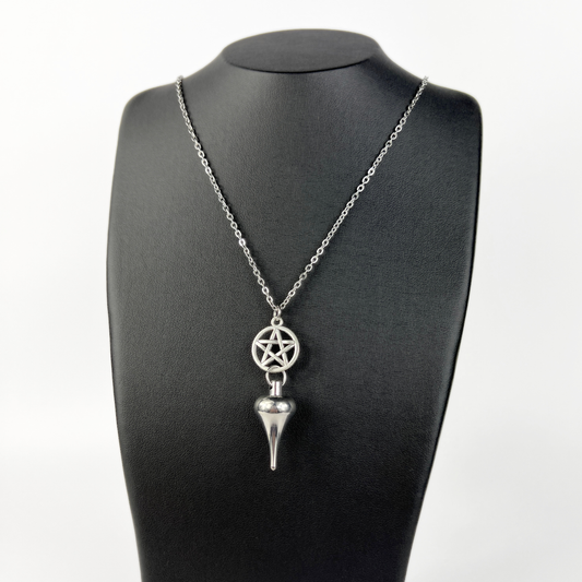 Luzi and pentacle pendulum necklace with a moon crescent charm Baguette Magick