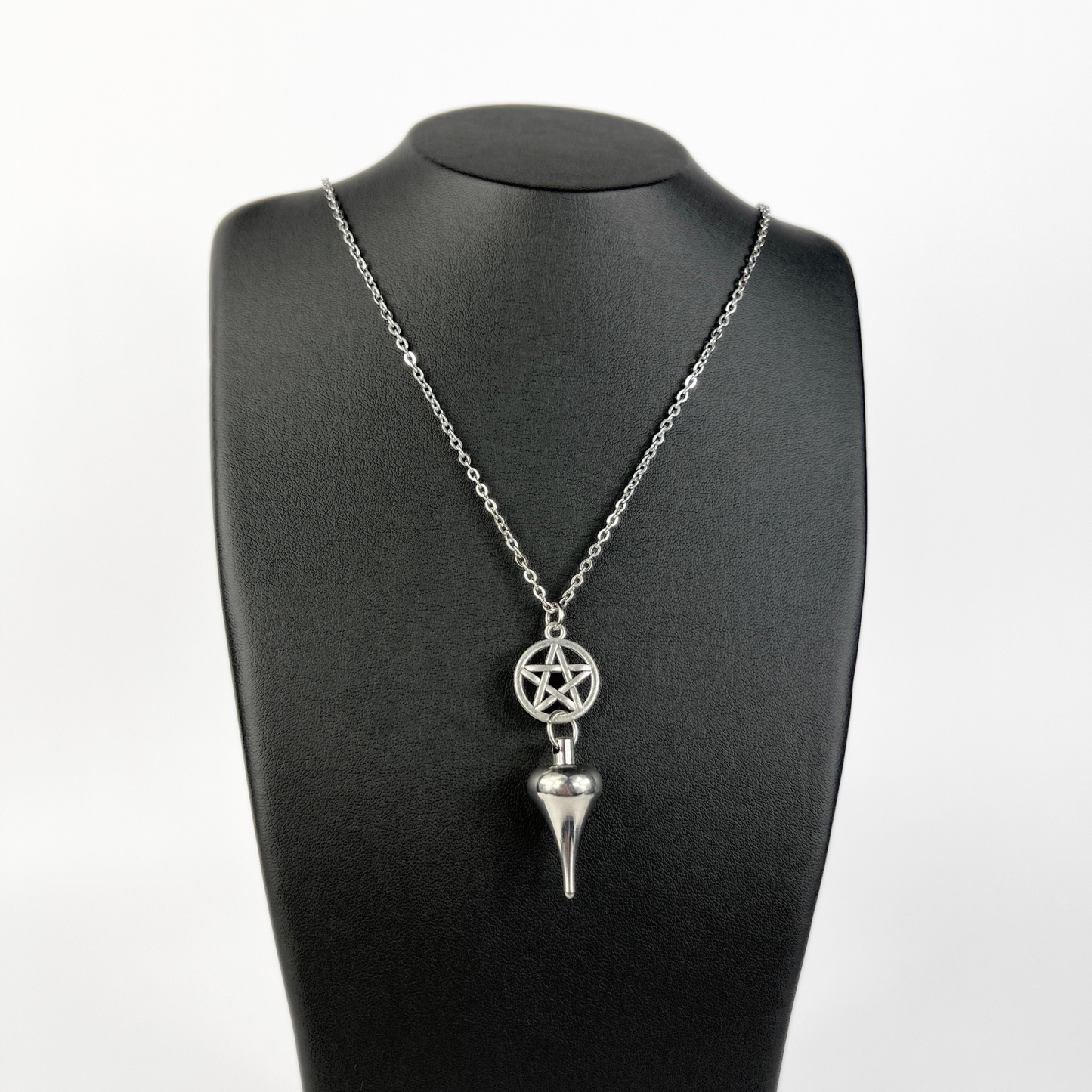Luzi and pentacle pendulum necklace with a moon crescent charm Baguette Magick