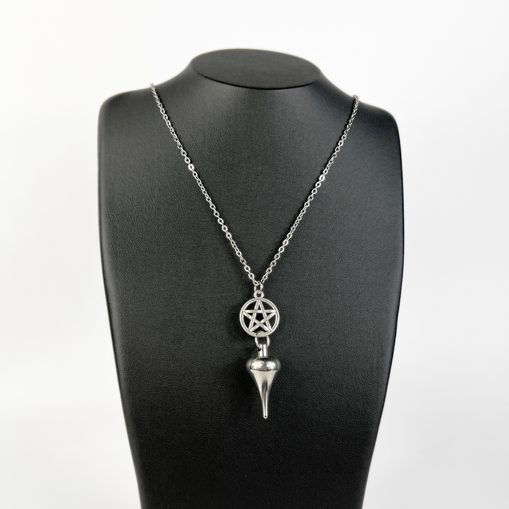 Luzi and pentacle pendulum necklace with a moon crescent charm Baguette Magick