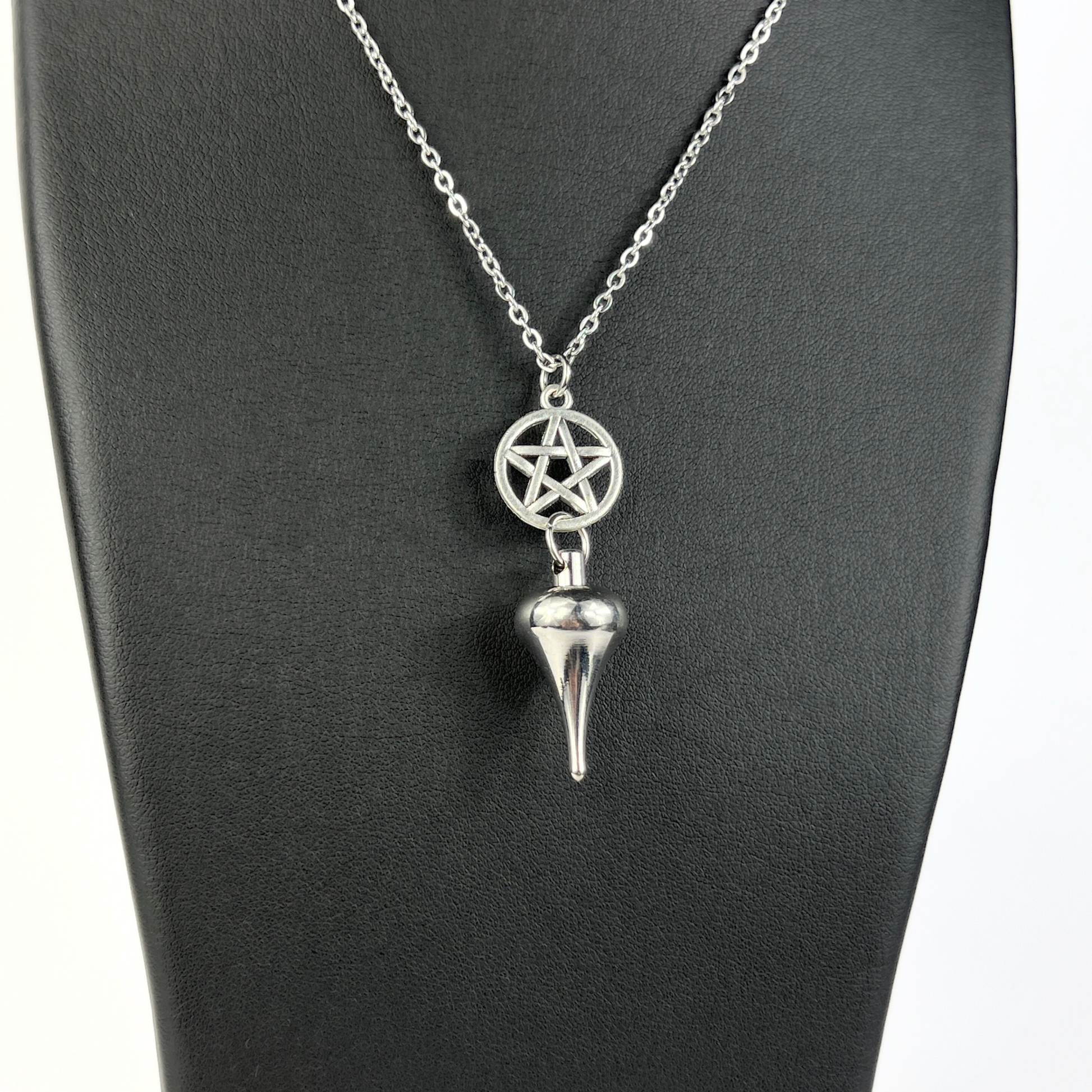 Luzi and pentacle pendulum necklace with a moon crescent charm Baguette Magick