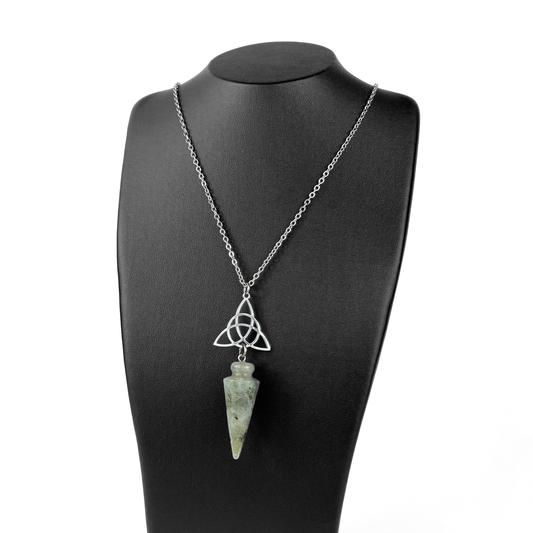Labradorite and triquetra Celtic knot pendulum necklace
