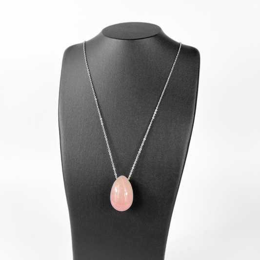 Rose quartz gemstone egg necklace