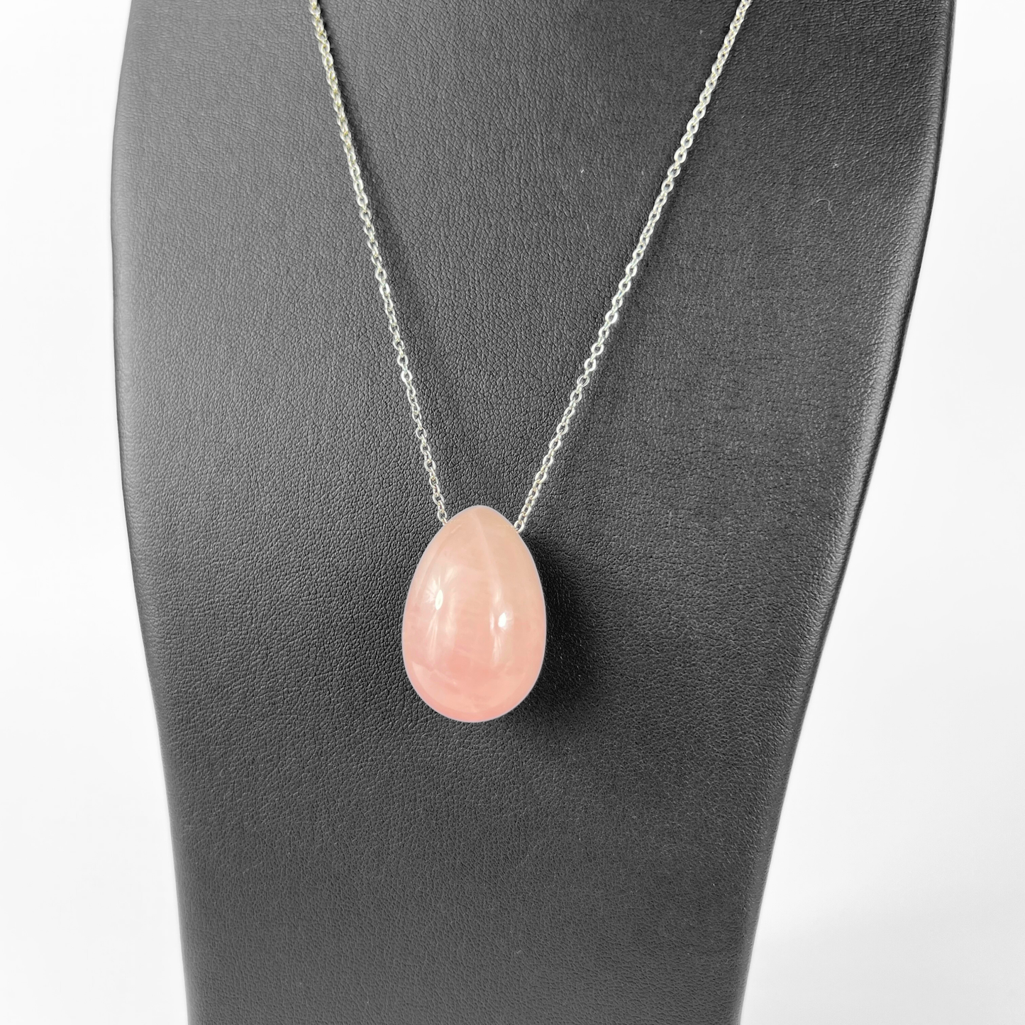 Rose quartz gemstone egg necklace