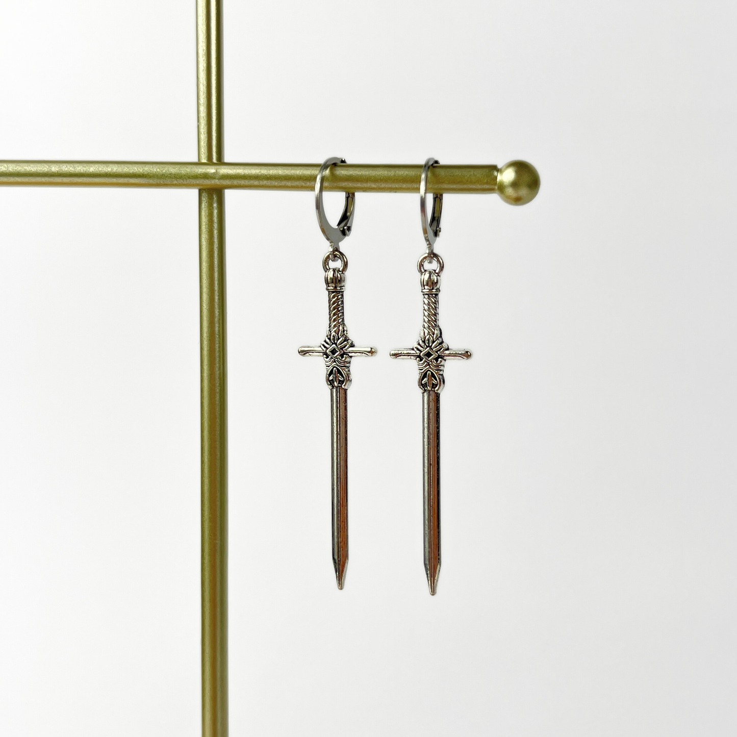 Medieval fantasy sword earrings