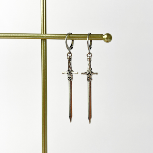 Medieval fantasy sword earrings
