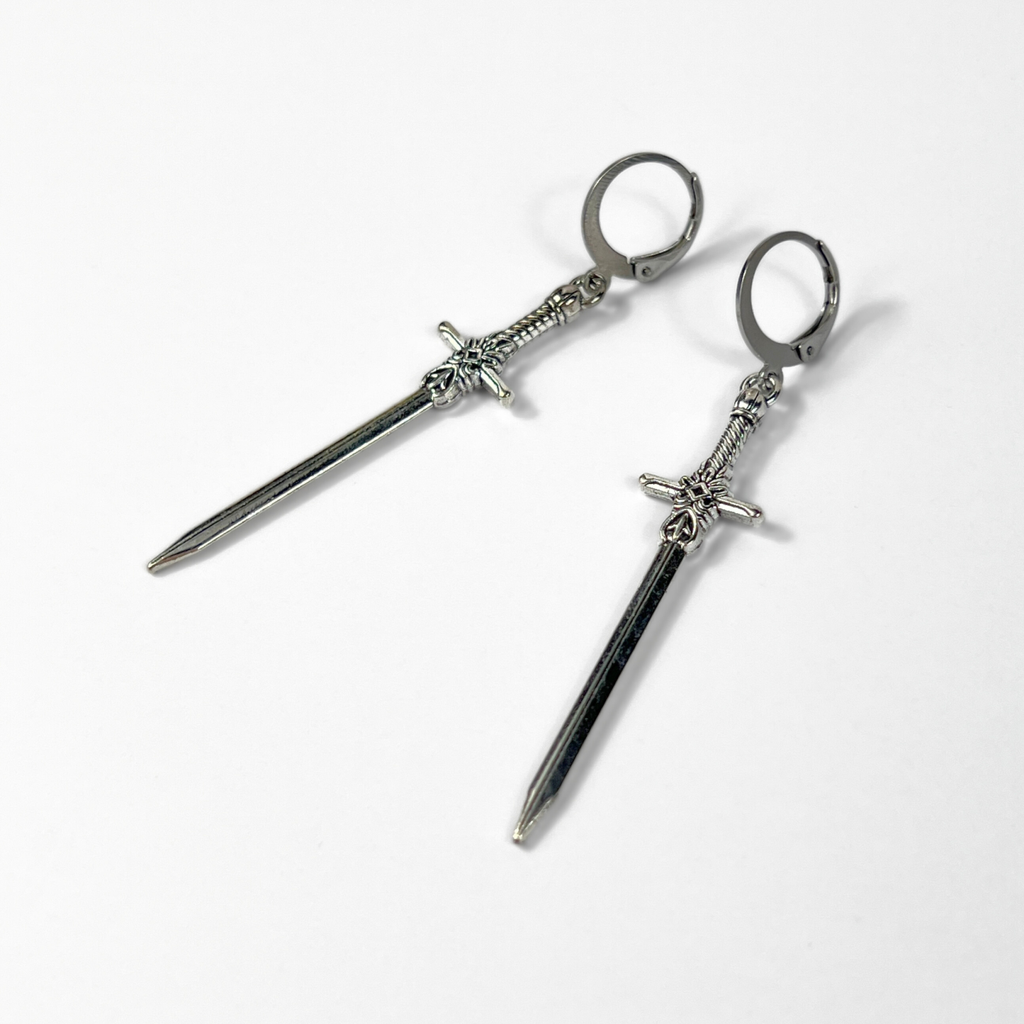 Medieval fantasy sword earrings