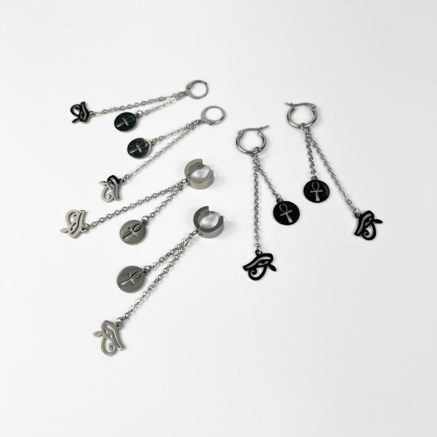 Ankh and Eye of Horus earring, Mono or Pair