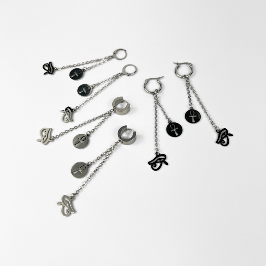 Ankh and Eye of Horus earring, Mono or Pair
