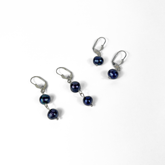 Boucles d'oreilles baroques victoriennes en perles noires