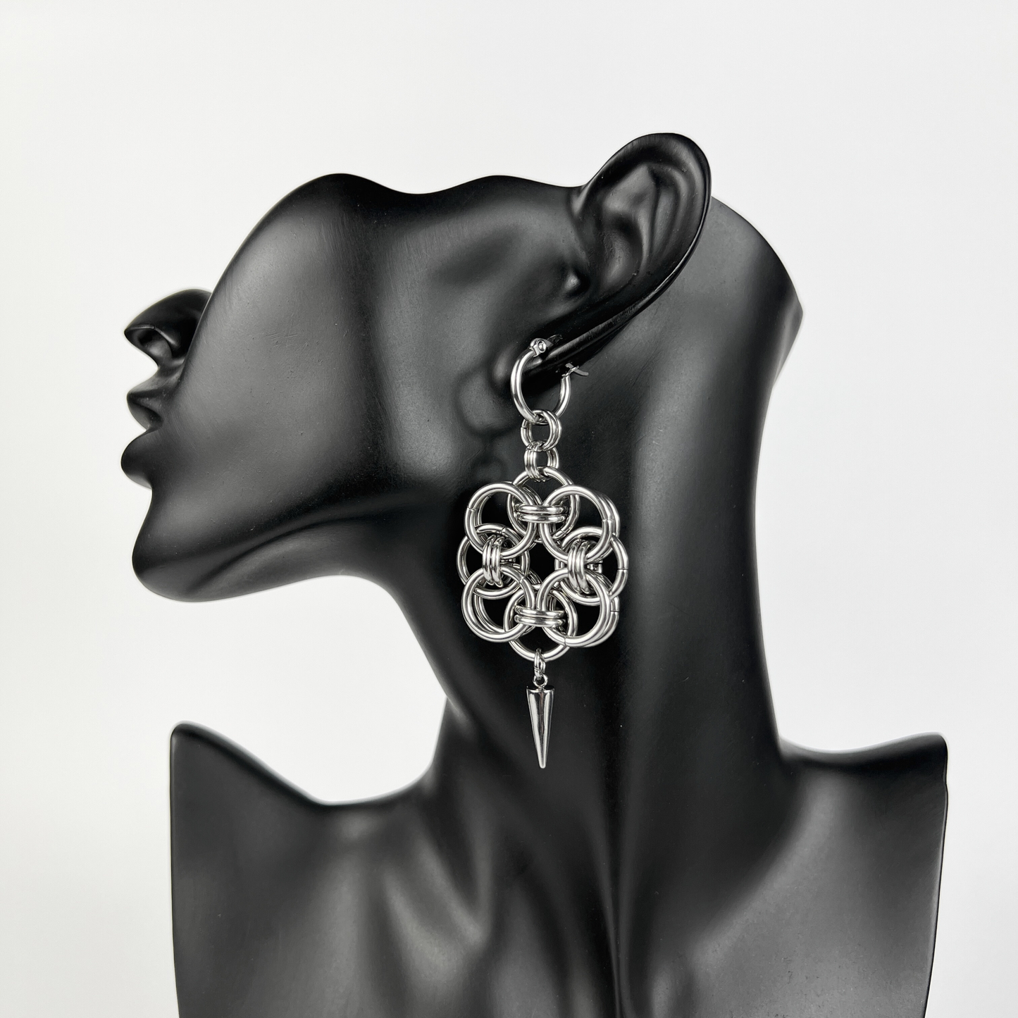 Helm rose chainmail earrings, hoops and spikes