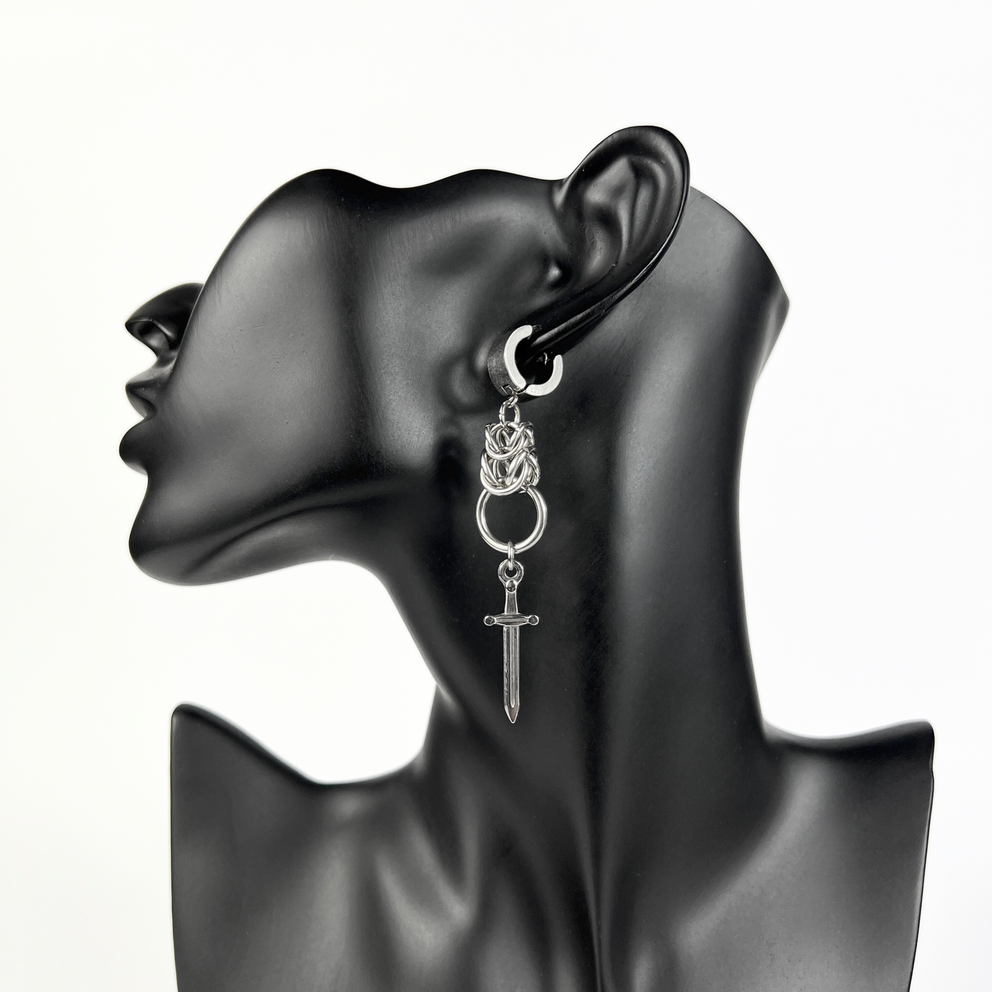Dagger and Byzantine chainmail earrings