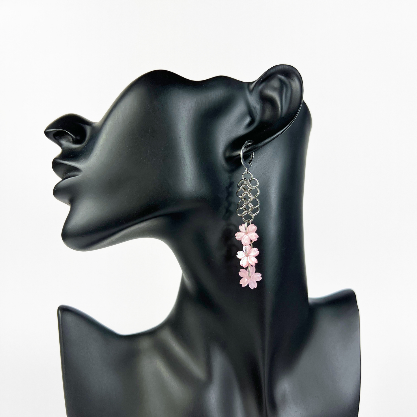 Micro chainmail sakura earrings