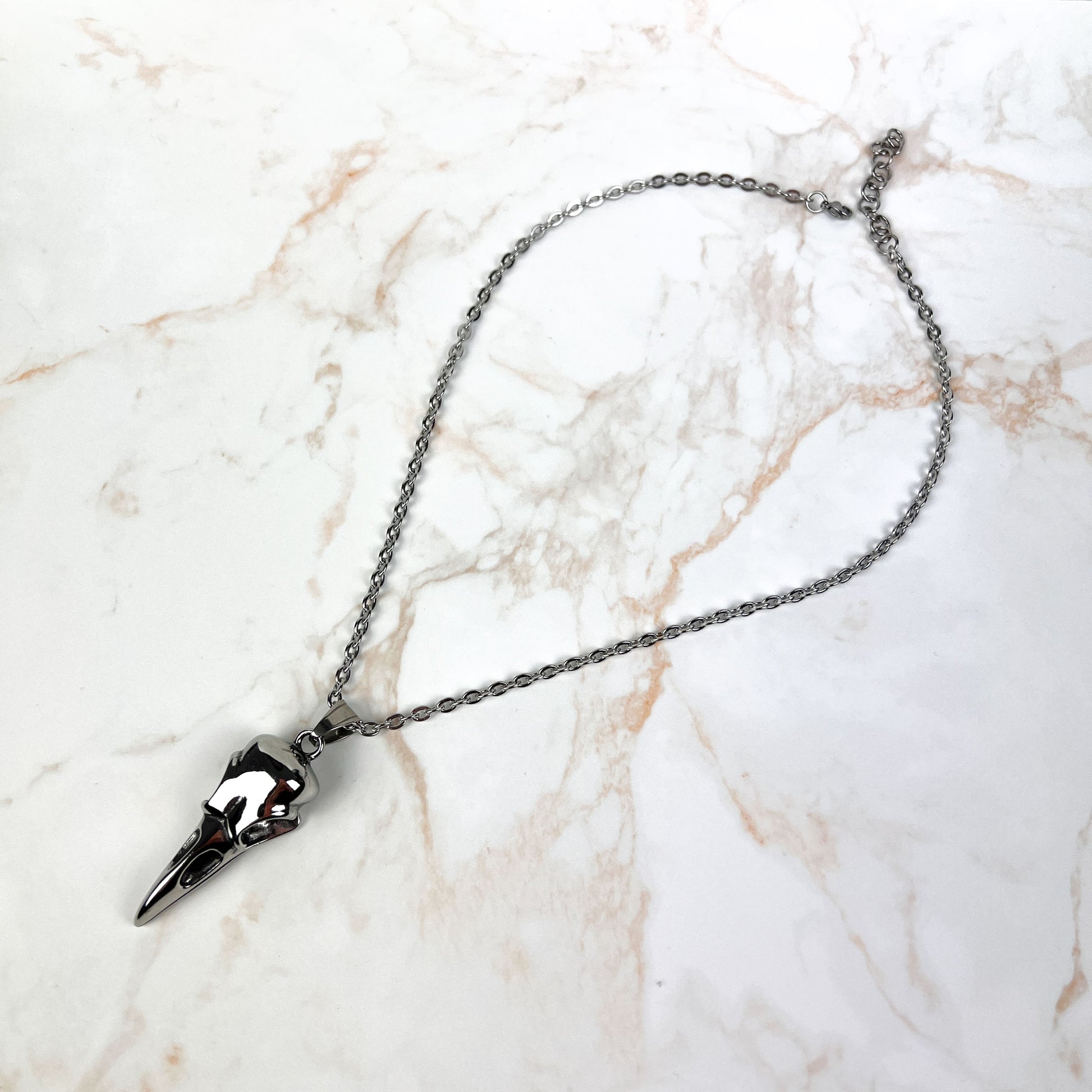 Stainless steel big bird skull gothic necklace Baguette Magick