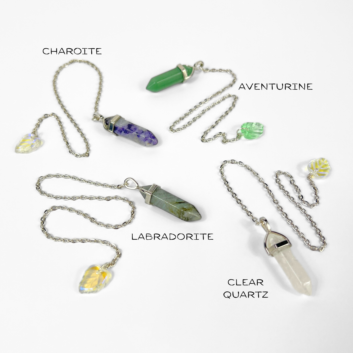 Charoite and leaf dowsing divination pendulum