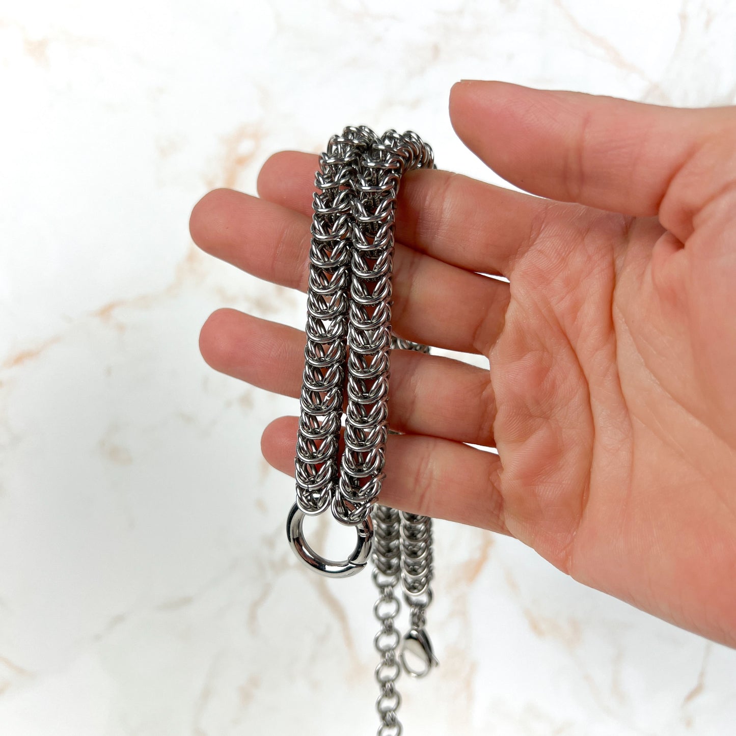 The only necklace you'll need, chainmail O ring choker with an openable ring, stainless steel Baguette Magick