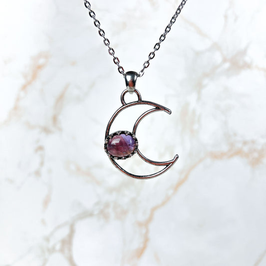 Crescent moon amethyst witchy choker necklace