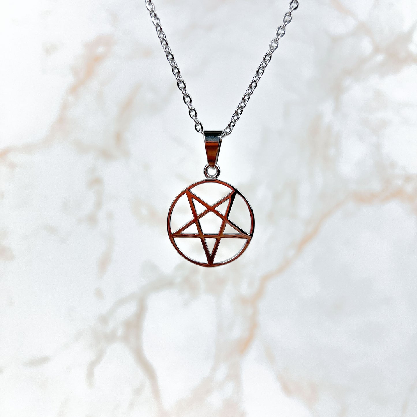 Stainless steel reversed pentacle necklace Baguette Magick