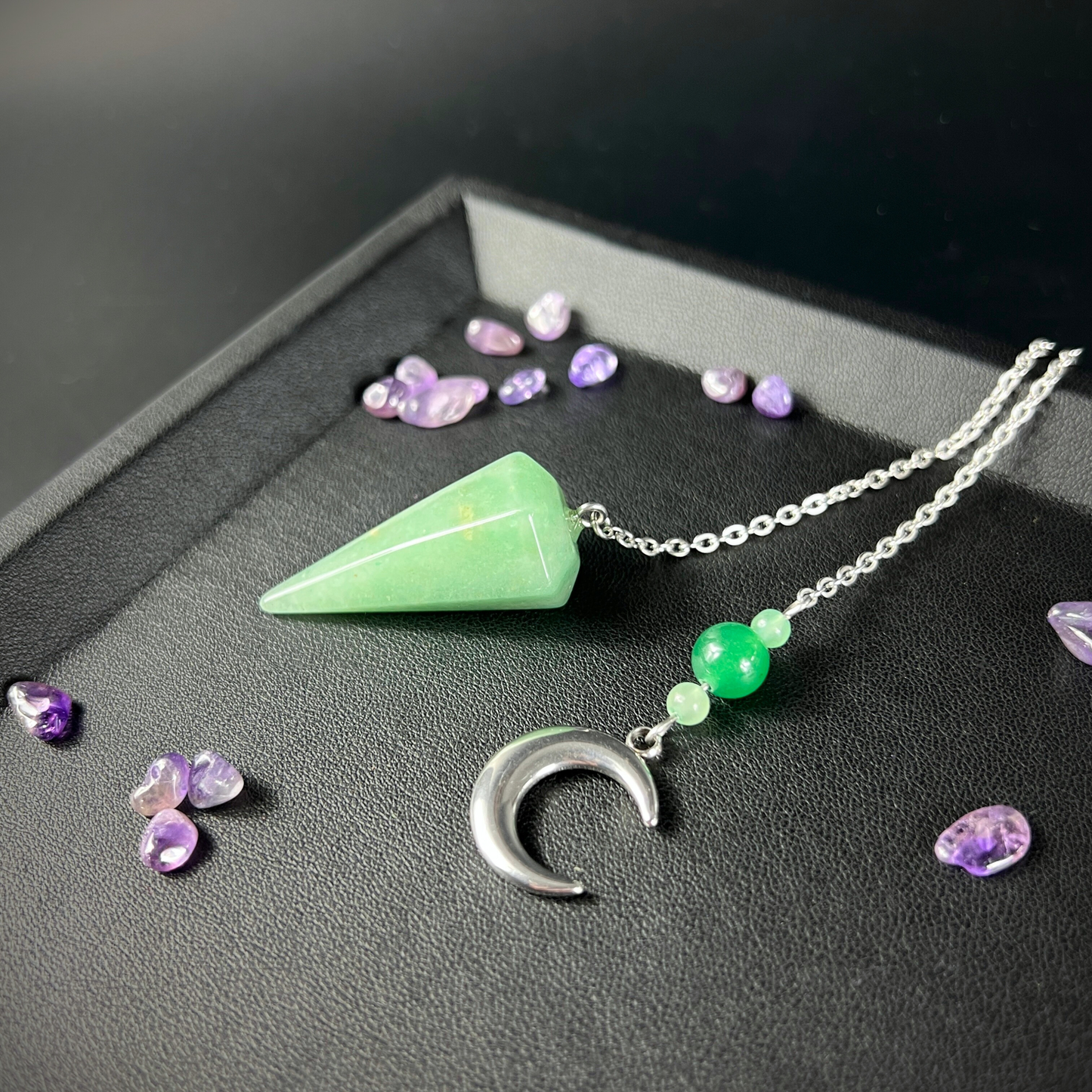 Aventurine Moon crescent pendulum