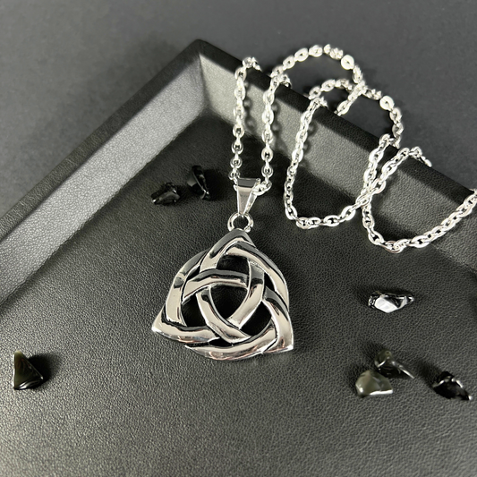 Big triquetra Celtic stainless steel pagan necklace