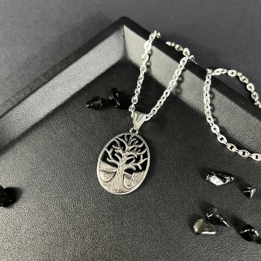 Winter tree gothic pendant necklace