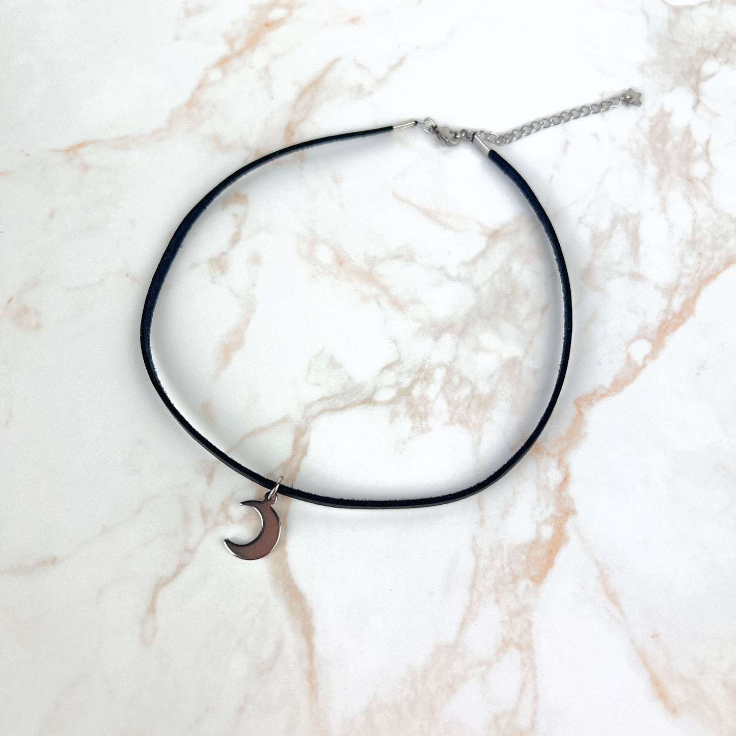 Witch black choker, vegan suede and stainless steel