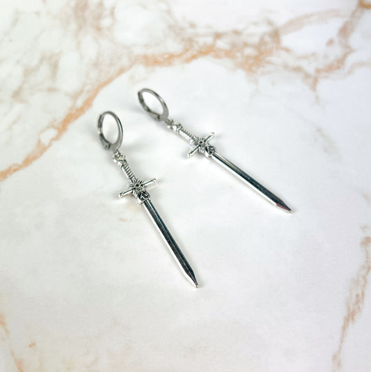 Medieval fantasy sword earrings