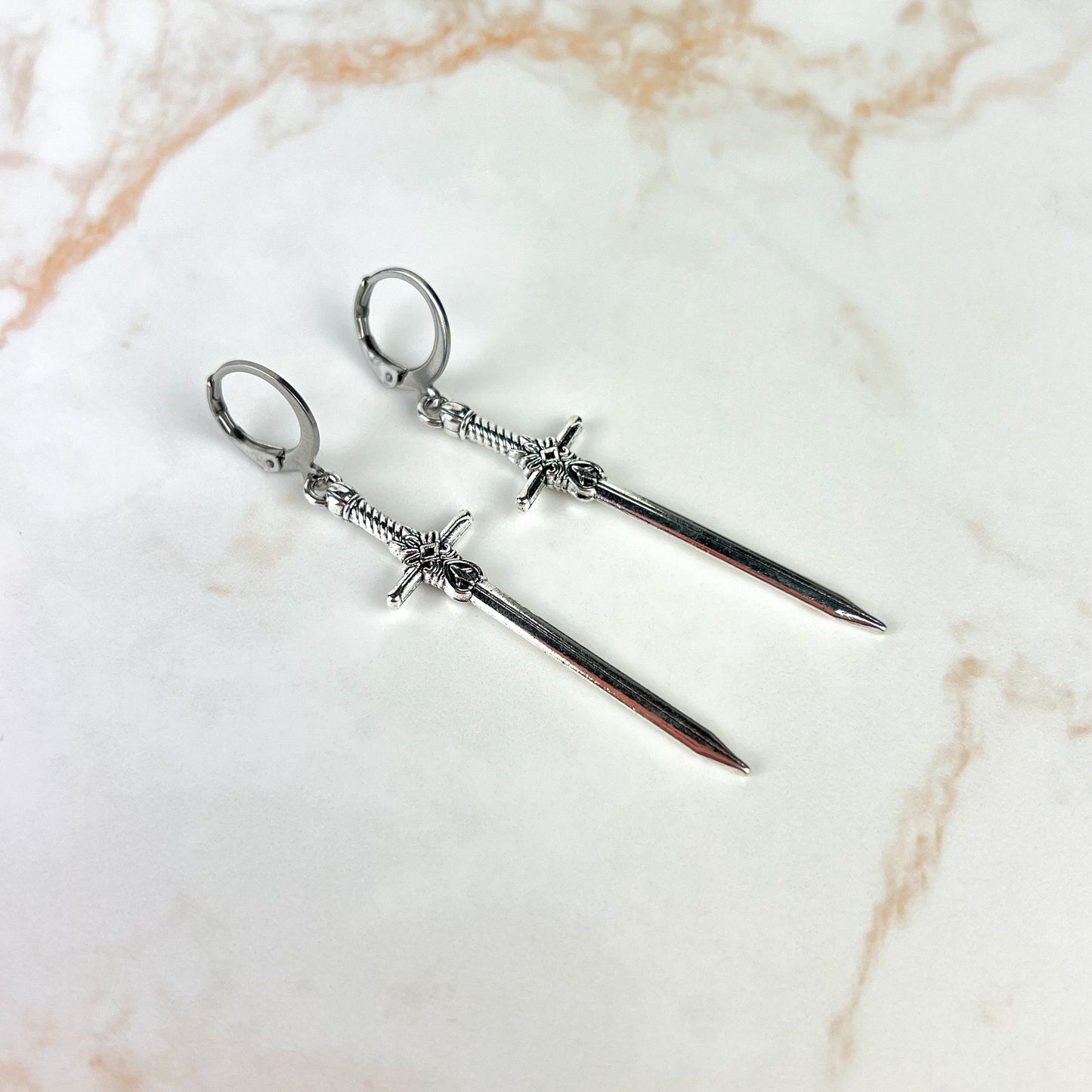 Medieval fantasy sword earrings